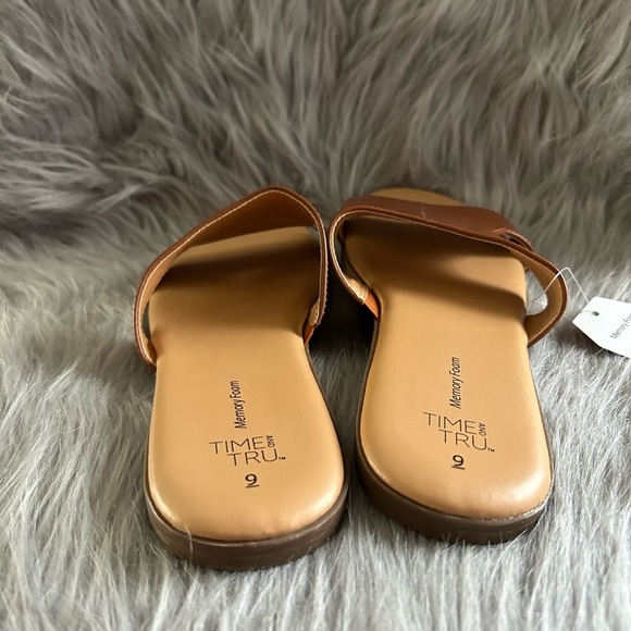 Time And Tru Sandals Womens Size 9 Brown Slip On Open Toe Shoes - Picture 6 of 7